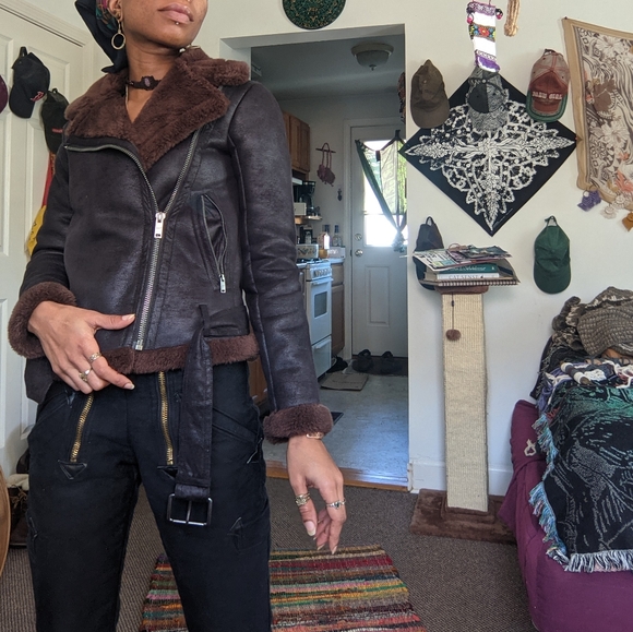 brown moto jacket - Picture 8 of 9